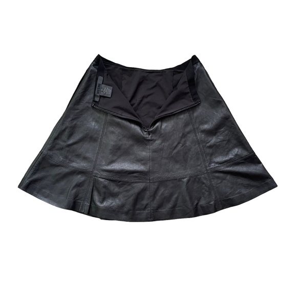 Miss Wu Jason Wu Black Leather Fit & Flare Mini Skirt w/ Pockets Size 6 - Picture 3 of 6
